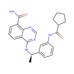 C[C@@H](Nc1ncnc2c(C(N)=O)cccc12)c1cccc(NC(=O)C2CCCC2)c1 ZINC000114347162