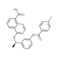 C[C@@H](Nc1ncnc2c(C(N)=O)cccc12)c1cccc(NC(=O)c2cc[n+]([O-])cc2)c1 ZINC000114349948