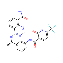 C[C@@H](Nc1ncnc2c(C(N)=O)cccc12)c1cccc(NC(=O)c2ccc(C(F)(F)F)[nH]c2=O)c1 ZINC000114348638