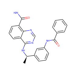 C[C@@H](Nc1ncnc2c(C(N)=O)cccc12)c1cccc(NC(=O)c2ccccc2)c1 ZINC000114343920