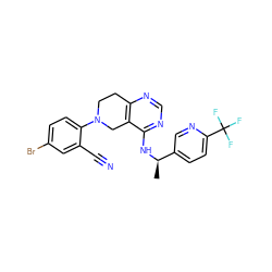 C[C@@H](Nc1ncnc2c1CN(c1ccc(Br)cc1C#N)CC2)c1ccc(C(F)(F)F)nc1 ZINC000148651873