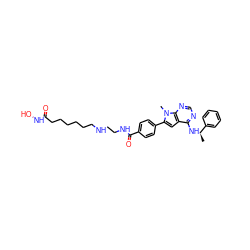 C[C@@H](Nc1ncnc2c1cc(-c1ccc(C(=O)NCCNCCCCCCC(=O)NO)cc1)n2C)c1ccccc1 ZINC000138928702