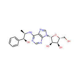 C[C@@H](Nc1ncnc2c1ncn2[C@@H]1O[C@H](CO)[C@@H](O)[C@H]1O)[C@@H](O)c1ccccc1 ZINC000026824279