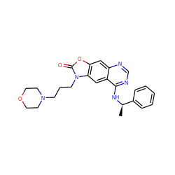 C[C@@H](Nc1ncnc2cc3oc(=O)n(CCCN4CCOCC4)c3cc12)c1ccccc1 ZINC000084726104