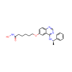 C[C@@H](Nc1ncnc2ccc(OCCCCCC(=O)NO)cc12)c1ccccc1 ZINC000114301224