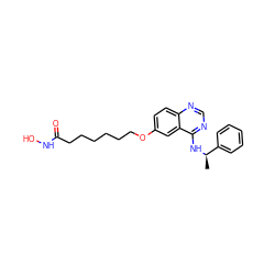 C[C@@H](Nc1ncnc2ccc(OCCCCCCC(=O)NO)cc12)c1ccccc1 ZINC000141737519