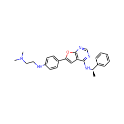 C[C@@H](Nc1ncnc2oc(-c3ccc(NCCN(C)C)cc3)cc12)c1ccccc1 ZINC001772624680