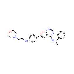 C[C@@H](Nc1ncnc2oc(-c3ccc(NCCN4CCOCC4)cc3)cc12)c1ccccc1 ZINC001772603359