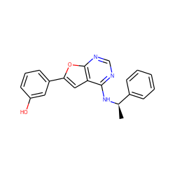 C[C@@H](Nc1ncnc2oc(-c3cccc(O)c3)cc12)c1ccccc1 ZINC001772621204