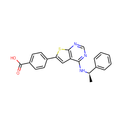 C[C@@H](Nc1ncnc2sc(-c3ccc(C(=O)O)cc3)cc12)c1ccccc1 ZINC000653698606