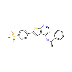 C[C@@H](Nc1ncnc2sc(-c3ccc(S(C)(=O)=O)cc3)cc12)c1ccccc1 ZINC000653698623