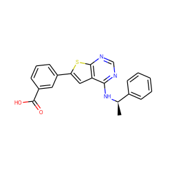 C[C@@H](Nc1ncnc2sc(-c3cccc(C(=O)O)c3)cc12)c1ccccc1 ZINC000653701084