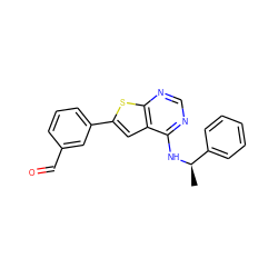 C[C@@H](Nc1ncnc2sc(-c3cccc(C=O)c3)cc12)c1ccccc1 ZINC000653695844