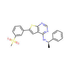 C[C@@H](Nc1ncnc2sc(-c3cccc(S(C)(=O)=O)c3)cc12)c1ccccc1 ZINC000653701022