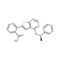 C[C@@H](Nc1ncnc2sc(-c3ccccc3C(N)=O)cc12)c1ccccc1 ZINC000653699615