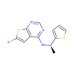 C[C@@H](Nc1ncnc2sc(Br)cc12)c1cccs1 ZINC000299866471