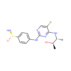 C[C@@H](O)[C@@H](C)Nc1nc(Nc2ccc([S@+](N)[O-])cc2)ncc1Br ZINC000474603519