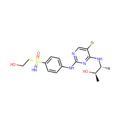 C[C@@H](O)[C@@H](C)Nc1nc(Nc2ccc([S@@](=N)(=O)CCO)cc2)ncc1Br ZINC000146791160