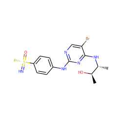 C[C@@H](O)[C@@H](C)Nc1nc(Nc2ccc([S@@](C)(=N)=O)cc2)ncc1Br ZINC000014024786