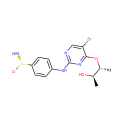 C[C@@H](O)[C@@H](C)Oc1nc(Nc2ccc([S@+](N)[O-])cc2)ncc1Br ZINC000474609693