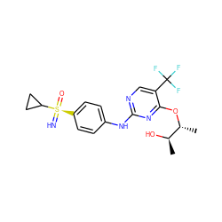 C[C@@H](O)[C@@H](C)Oc1nc(Nc2ccc([S@](=N)(=O)C3CC3)cc2)ncc1C(F)(F)F ZINC000095616570