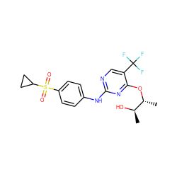 C[C@@H](O)[C@@H](C)Oc1nc(Nc2ccc(S(=O)(=O)C3CC3)cc2)ncc1C(F)(F)F ZINC000140228137