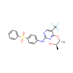 C[C@@H](O)[C@@H](C)Oc1nc(Nc2ccc(S(=O)(=O)c3ccccc3)cc2)ncc1C(F)(F)F ZINC000118179674