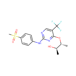 C[C@@H](O)[C@@H](C)Oc1nc(Nc2ccc(S(C)(=O)=O)cc2)ncc1C(F)(F)F ZINC000140228279