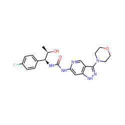 C[C@@H](O)[C@@H](NC(=O)Nc1cc2[nH]nc(N3CCOCC3)c2cn1)c1ccc(F)cc1 ZINC000210810131