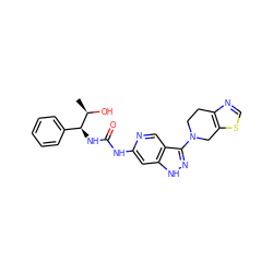 C[C@@H](O)[C@@H](NC(=O)Nc1cc2[nH]nc(N3CCc4ncsc4C3)c2cn1)c1ccccc1 ZINC001772618765