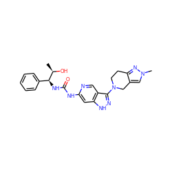 C[C@@H](O)[C@@H](NC(=O)Nc1cc2[nH]nc(N3CCc4nn(C)cc4C3)c2cn1)c1ccccc1 ZINC001772635825