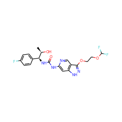 C[C@@H](O)[C@@H](NC(=O)Nc1cc2[nH]nc(OCCOC(F)F)c2cn1)c1ccc(F)cc1 ZINC001772613372