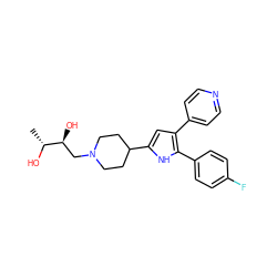 C[C@@H](O)[C@@H](O)CN1CCC(c2cc(-c3ccncc3)c(-c3ccc(F)cc3)[nH]2)CC1 ZINC000028528317