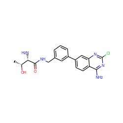 C[C@@H](O)[C@H](N)C(=O)NCc1cccc(-c2ccc3c(N)nc(Cl)nc3c2)c1 ZINC000095596108