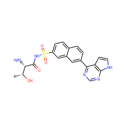 C[C@@H](O)[C@H](N)C(=O)NS(=O)(=O)c1ccc2ccc(-c3ncnc4[nH]ccc34)cc2c1 ZINC000095593505