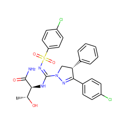 C[C@@H](O)[C@H](N/C(=N/S(=O)(=O)c1ccc(Cl)cc1)N1C[C@H](c2ccccc2)C(c2ccc(Cl)cc2)=N1)C(N)=O ZINC000095572537