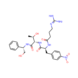 C[C@@H](O)[C@H](NC(=O)[C@H](Cc1ccc([N+](=O)[O-])cc1)NC(=O)CCCN=C(N)N)C(=O)N[C@H](CO)c1ccccc1 ZINC000026940094