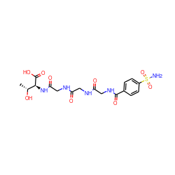 C[C@@H](O)[C@H](NC(=O)CNC(=O)CNC(=O)CNC(=O)c1ccc(S(N)(=O)=O)cc1)C(=O)O ZINC000027641635