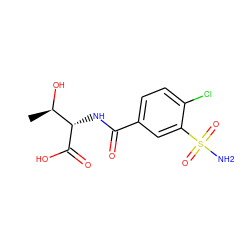 C[C@@H](O)[C@H](NC(=O)c1ccc(Cl)c(S(N)(=O)=O)c1)C(=O)O ZINC000029476348