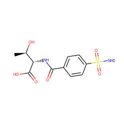 C[C@@H](O)[C@H](NC(=O)c1ccc(S(N)(=O)=O)cc1)C(=O)O ZINC000027641157