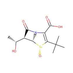 C[C@@H](O)[C@H]1C(=O)N2C(C(=O)O)=C(C(C)(C)C)[S@+]([O-])[C@H]12 ZINC000026292301