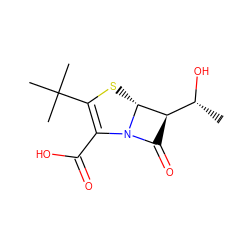 C[C@@H](O)[C@H]1C(=O)N2C(C(=O)O)=C(C(C)(C)C)S[C@H]12 ZINC000026280187