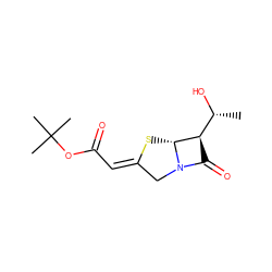 C[C@@H](O)[C@H]1C(=O)N2C/C(=C/C(=O)OC(C)(C)C)S[C@H]12 ZINC000003784053