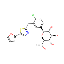 C[C@@H](O)[C@H]1O[C@@H](c2ccc(Cl)c(Cc3ncc(-c4ccco4)s3)c2)[C@H](O)[C@@H](O)[C@@H]1O ZINC000066252553