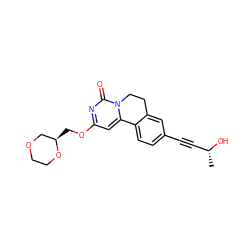 C[C@@H](O)C#Cc1ccc2c(c1)CCn1c-2cc(OC[C@@H]2COCCO2)nc1=O ZINC000142939592