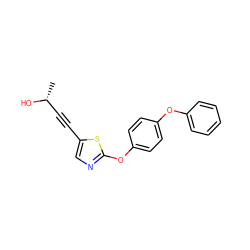 C[C@@H](O)C#Cc1cnc(Oc2ccc(Oc3ccccc3)cc2)s1 ZINC000012339943