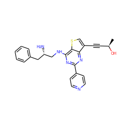 C[C@@H](O)C#Cc1csc2c(NC[C@@H](N)Cc3ccccc3)nc(-c3ccncc3)nc12 ZINC000223677865