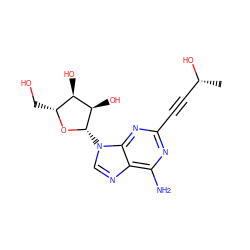 C[C@@H](O)C#Cc1nc(N)c2ncn([C@@H]3O[C@H](CO)[C@@H](O)[C@H]3O)c2n1 ZINC000012405367