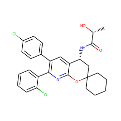 C[C@@H](O)C(=O)N[C@@H]1CC2(CCCCC2)Oc2nc(-c3ccccc3Cl)c(-c3ccc(Cl)cc3)cc21 ZINC000049785152