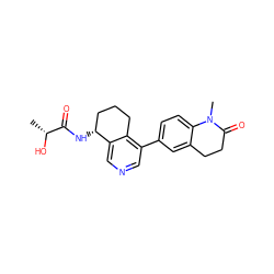 C[C@@H](O)C(=O)N[C@@H]1CCCc2c(-c3ccc4c(c3)CCC(=O)N4C)cncc21 ZINC000204995594